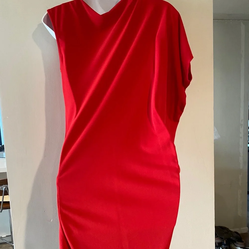 bebe Red One-Shoulder Mini Dress - Picture 2 of 7